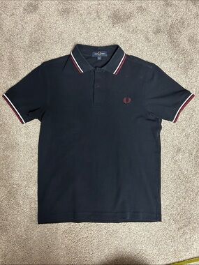 Fred Perry Classic Navy Red Slim Fit Polo Y2K